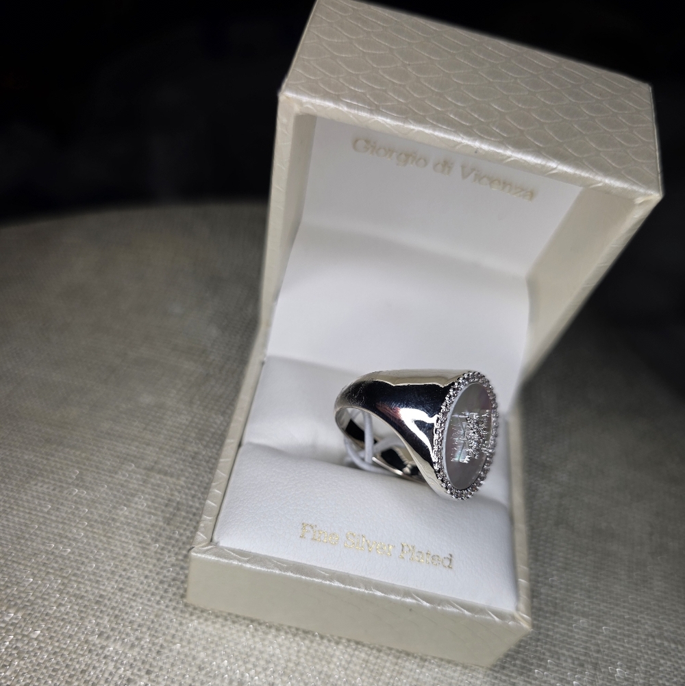 Giorgio di Vicenza Silver Starburst Ring with Mother of Pearl Size 8 - Picture 12 of 12
